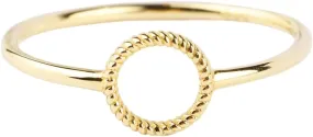 14K Gold Minimalist Open Circle Ring, Rope Texture Design, Dainty Stackable Band