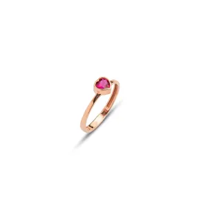 14k Solid Gold Heart Ring | Heart Shaped Ruby Ring Women | Red Ruby Ring | Birthstone Ring | Gold Pinky Ring | Gift for Her | Love Ring