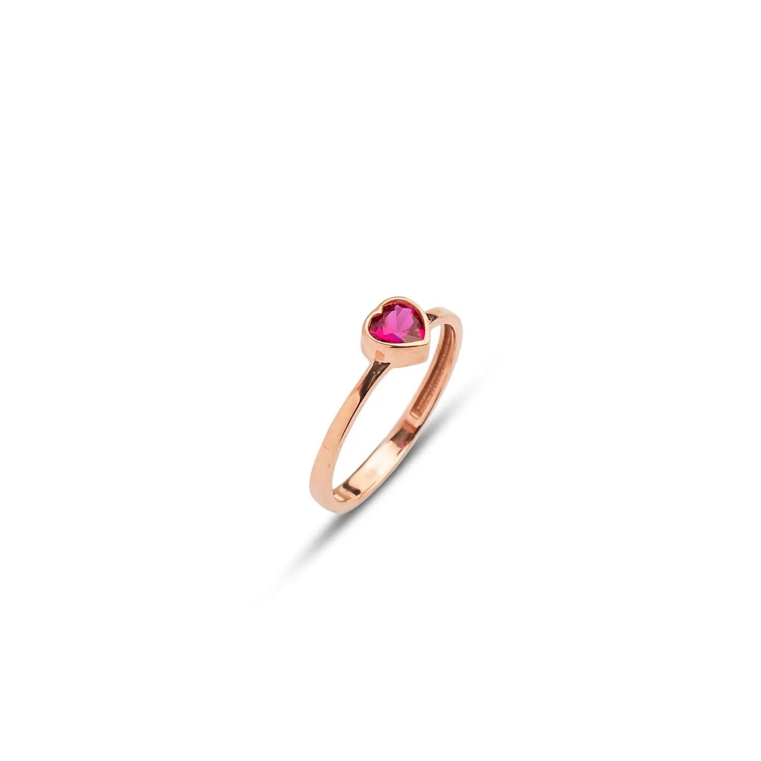 14k Solid Gold Heart Ring | Heart Shaped Ruby Ring Women | Red Ruby Ring | Birthstone Ring | Gold Pinky Ring | Gift for Her | Love Ring