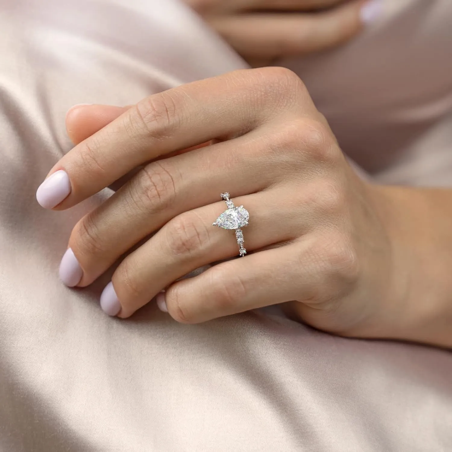 1.80 CT Pear Diamond Engagement Rings For Women, Pear Shaped Engagement Ring, Minimalist Pear Cut Engagement Ring in 14K Gold