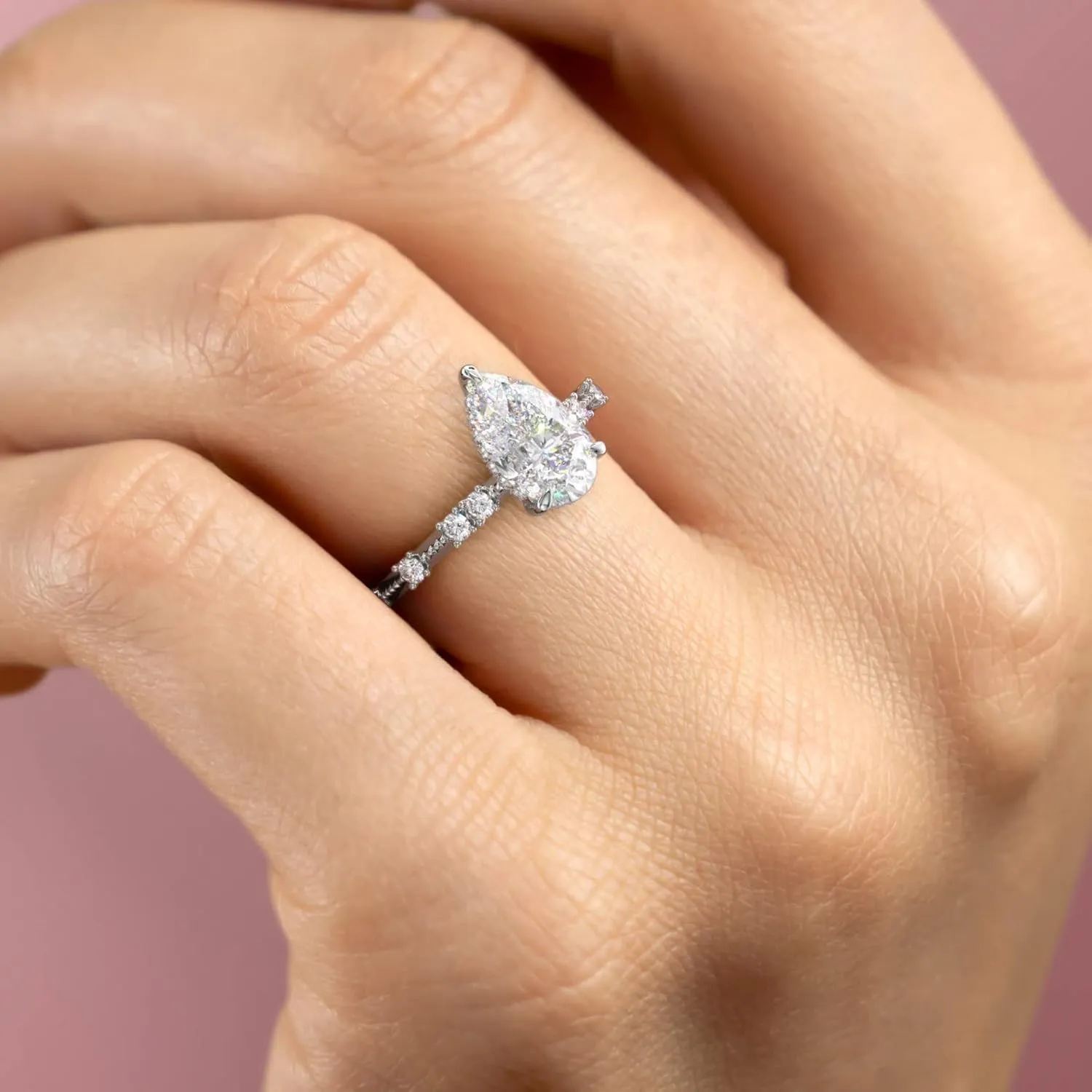 1.80 CT Pear Diamond Engagement Rings For Women, Pear Shaped Engagement Ring, Minimalist Pear Cut Engagement Ring in 14K Gold