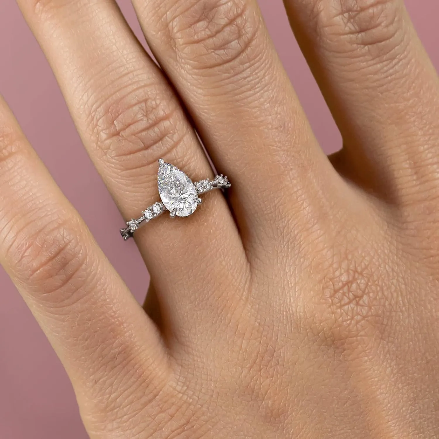1.80 CT Pear Diamond Engagement Rings For Women, Pear Shaped Engagement Ring, Minimalist Pear Cut Engagement Ring in 14K Gold