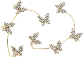 1Pair Butterfly Ear Cuff Earrings for Women Elegant with Rhinestones Non Piercing Design for Parties Weddings and Daily Wear Exquisite Jewelry Accessories
