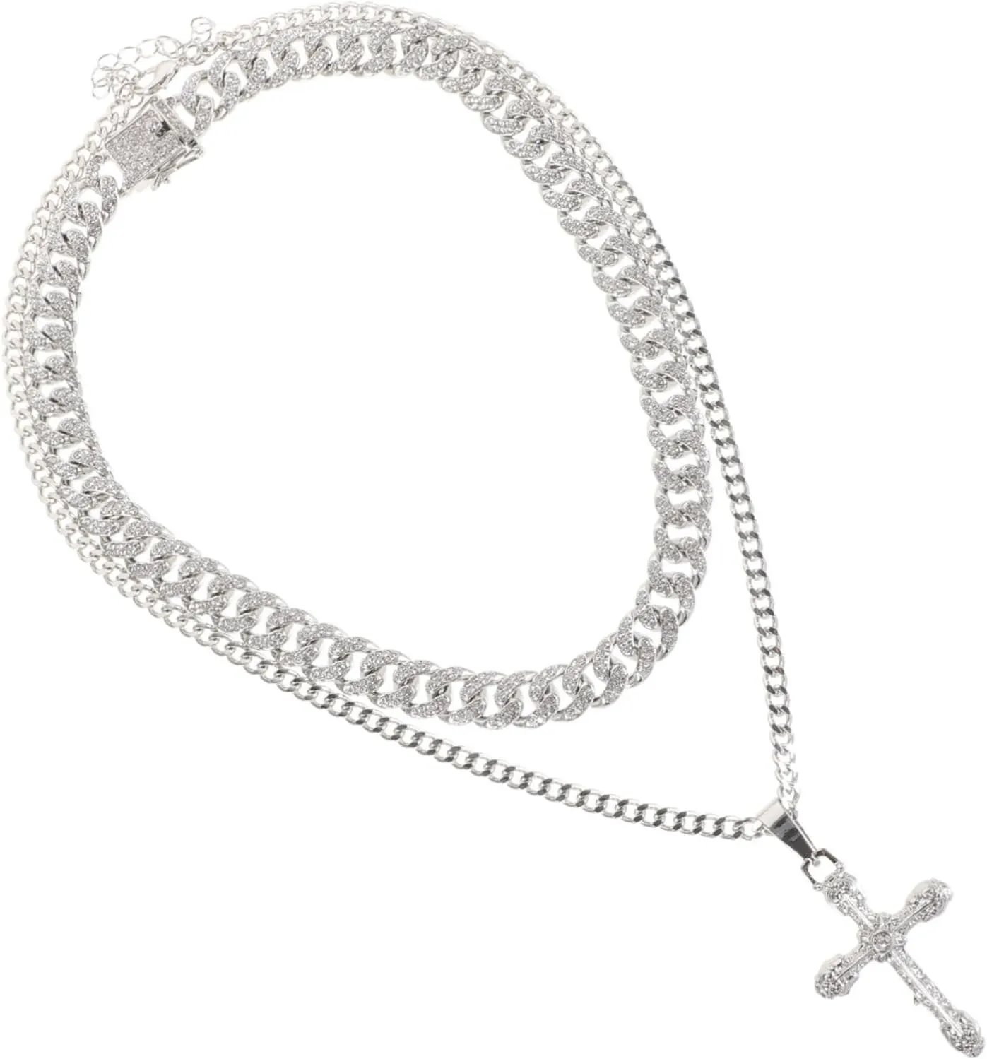1Set Cross Necklace for Men Hip Hop Style Pendant Chain Durable Accessory with Unique Design for Fashion Lovers and Statement Wear