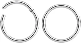 2pc 16g Guage Captive Bead Ring Hinged Clicker Steel 10mm Helix Earring Nose Hoop Rook Cartilage Tragus Lip Septum Forward Eyebrow Ear Lobe Nostril Rings Seamless Surgical Steel