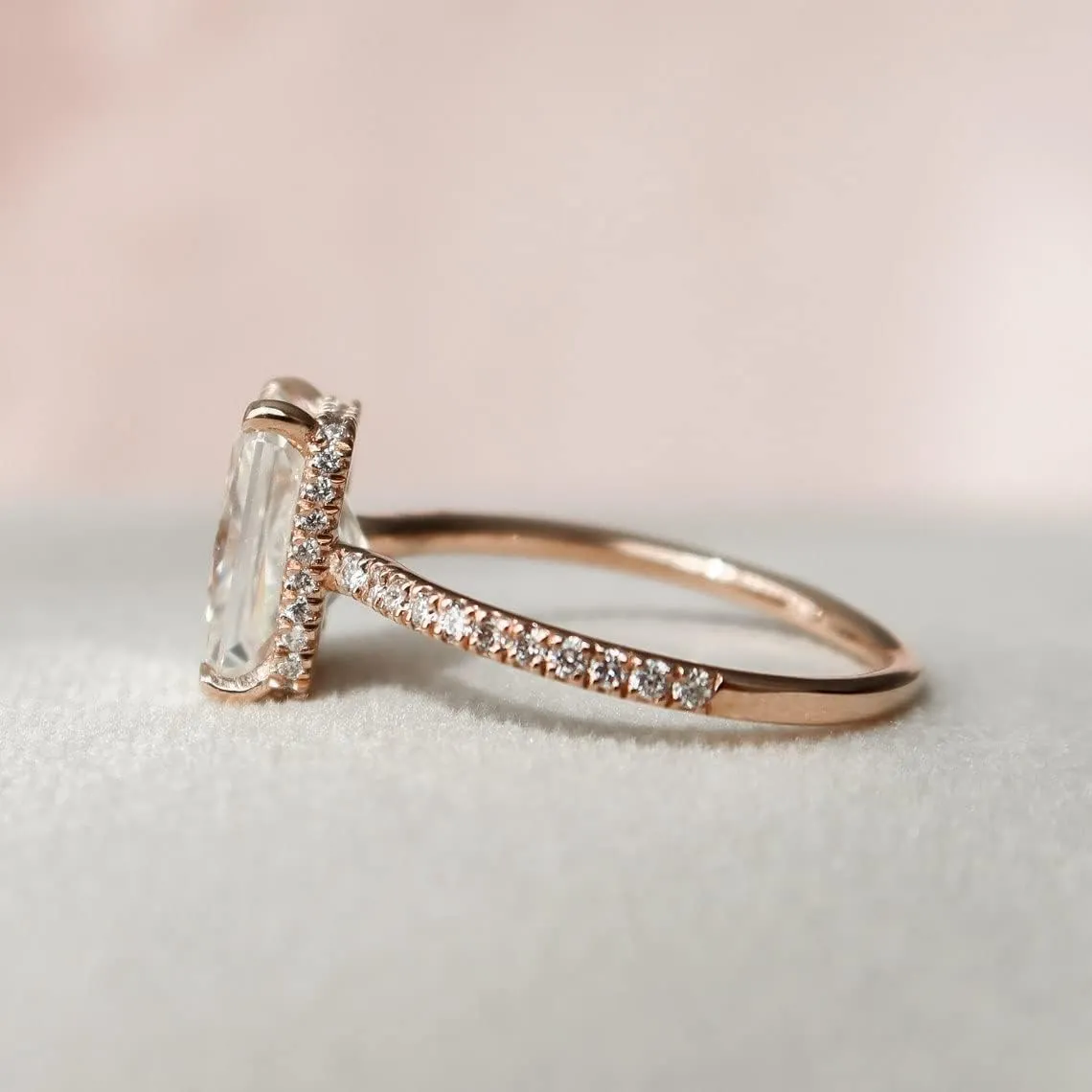 3 CT Dainty Radiant Cut Engagement Ring, Minimalist Engagement Ring, Gold Ring in 18K Gold Plated Sterling Silver Anniversary Ring
