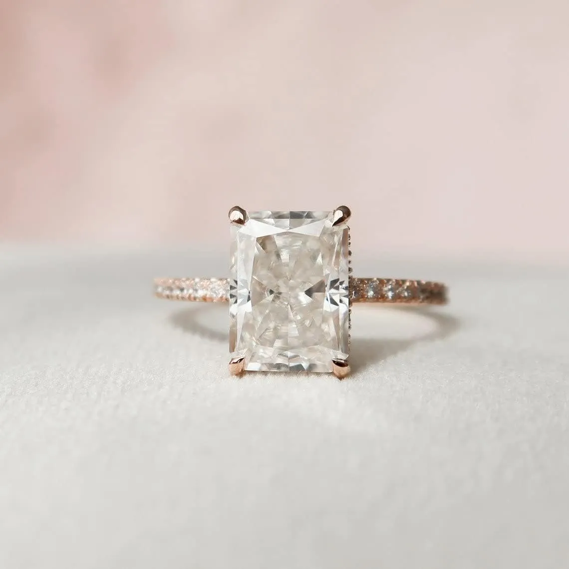 3 CT Dainty Radiant Cut Engagement Ring, Minimalist Engagement Ring, Gold Ring in 18K Gold Plated Sterling Silver Anniversary Ring