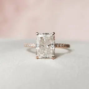 3 CT Dainty Radiant Cut Engagement Ring, Minimalist Engagement Ring, Gold Ring in 18K Gold Plated Sterling Silver Anniversary Ring