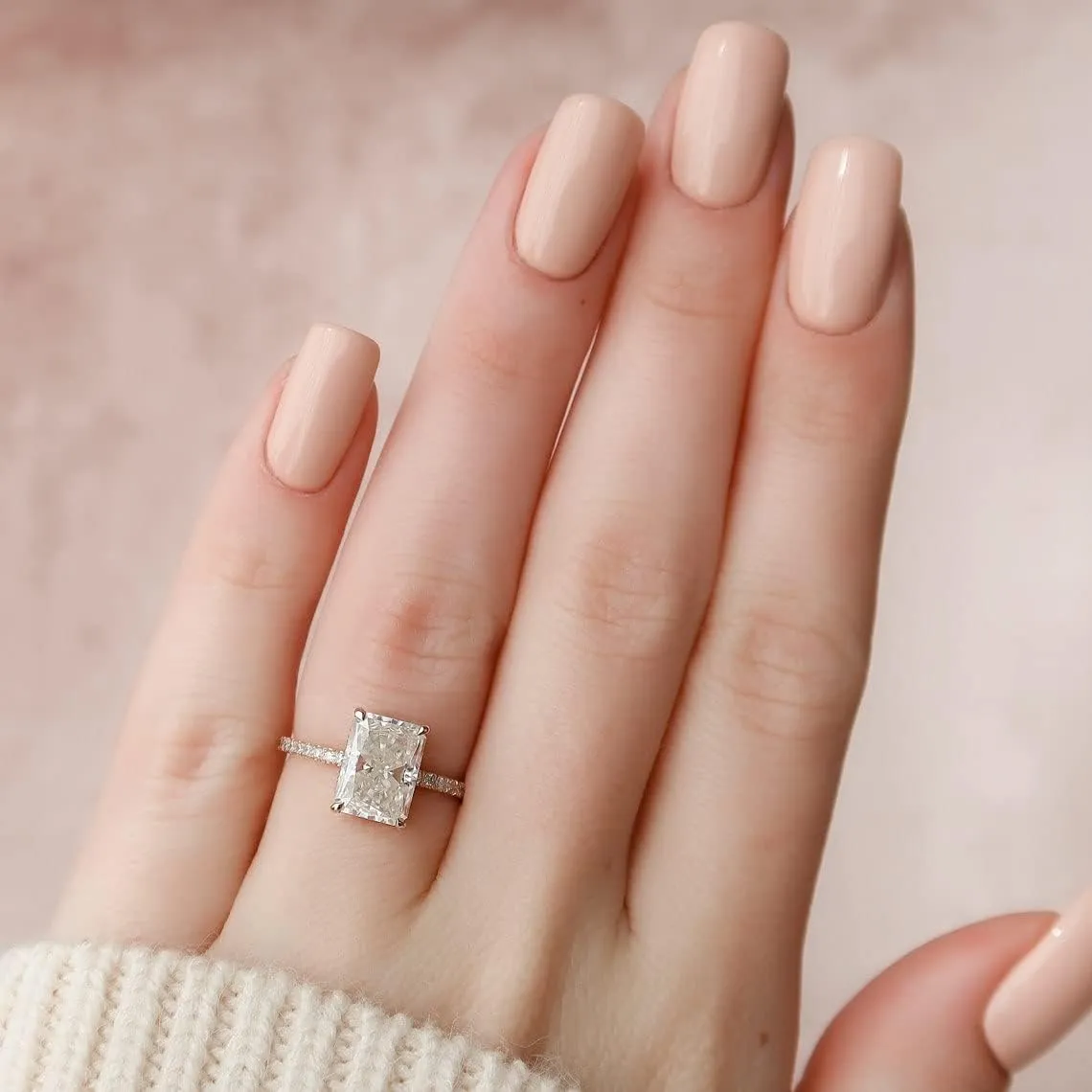 3 CT Dainty Radiant Cut Engagement Ring, Minimalist Engagement Ring, Gold Ring in 18K Gold Plated Sterling Silver Anniversary Ring