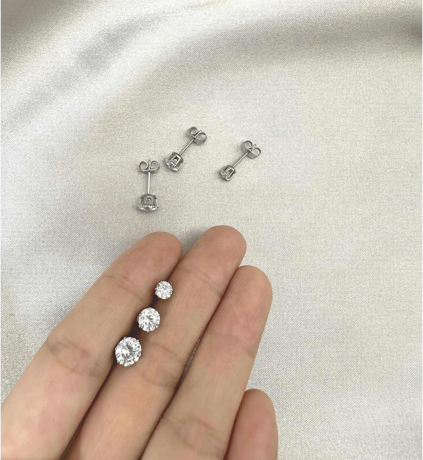 3 Pairs Titanium Earrings 4,5,6 mm Cubic Zirconia Earrings Studs Nickel Free Hypoallergenic Studs Earrings for Women