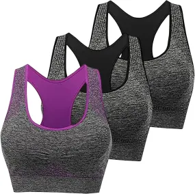 3 PC High Impact Sports Bras for Women Womens Sports Bras Multipack Workout Bras for Women Racerback Bras Yoga Bras