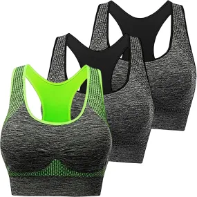 3 PC High Impact Sports Bras for Women Womens Sports Bras Multipack Workout Bras for Women Racerback Bras Yoga Bras