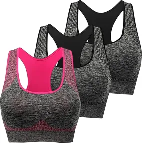 3 PC High Impact Sports Bras for Women Womens Sports Bras Multipack Workout Bras for Women Racerback Bras Yoga Bras