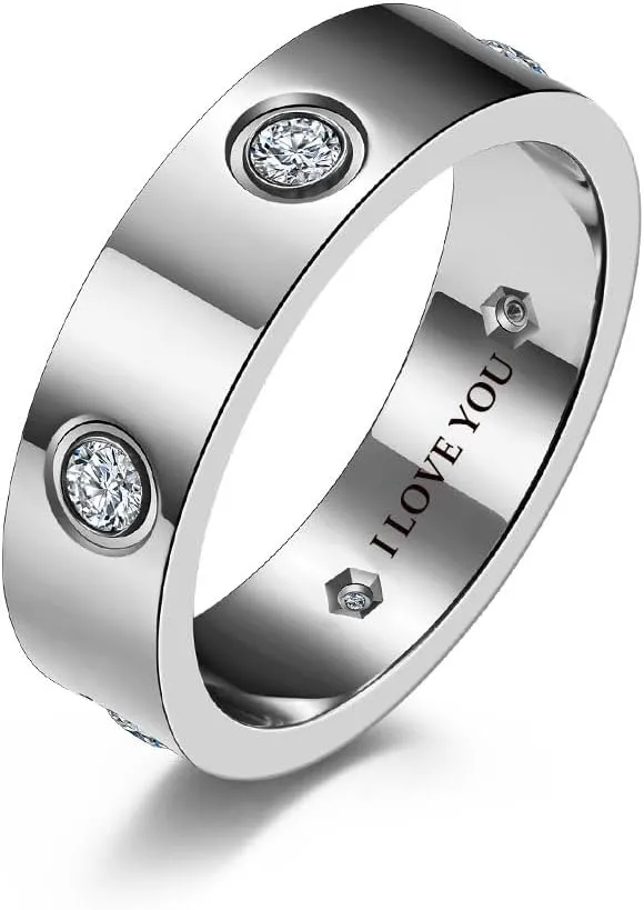 6mm 8mm Tungsten Wedding Band Rings for Men Women Customized CZ Engagement Ring Set for Couples Matching Promise Rings for Him and Her Set Titanium Rings for Men Engraved Custom Eeternity Band Ring Set,Size 5-12,with Gift Box