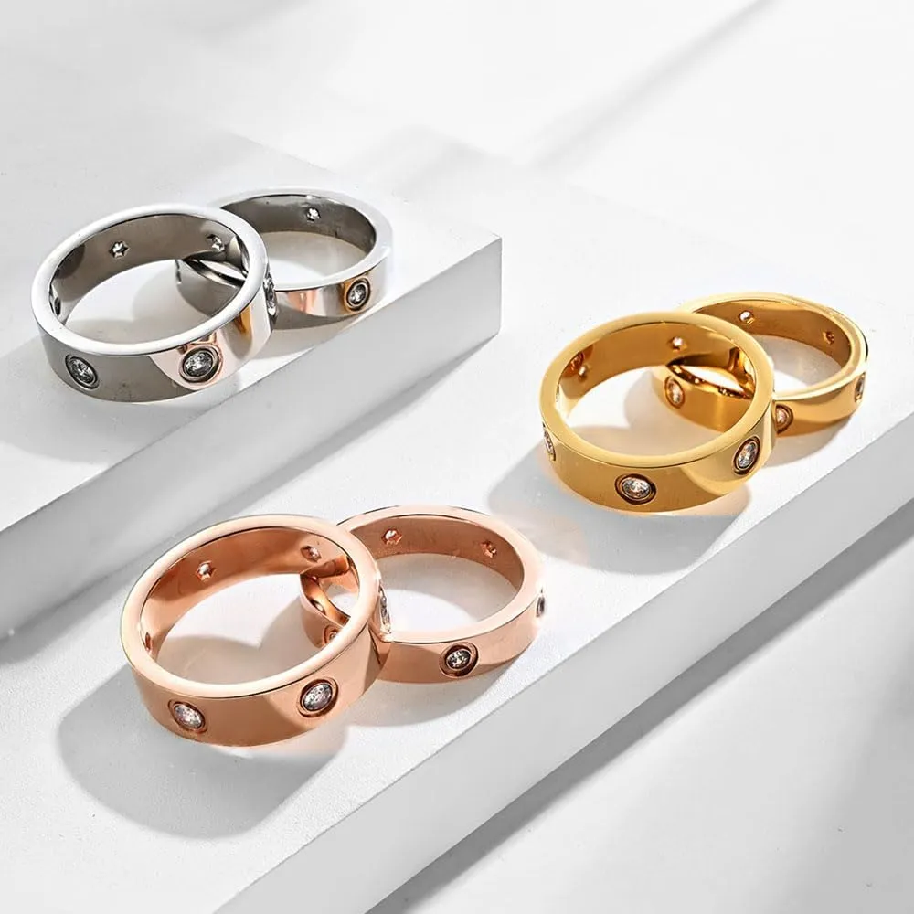 6mm 8mm Tungsten Wedding Band Rings for Men Women Customized CZ Engagement Ring Set for Couples Matching Promise Rings for Him and Her Set Titanium Rings for Men Engraved Custom Eeternity Band Ring Set,Size 5-12,with Gift Box