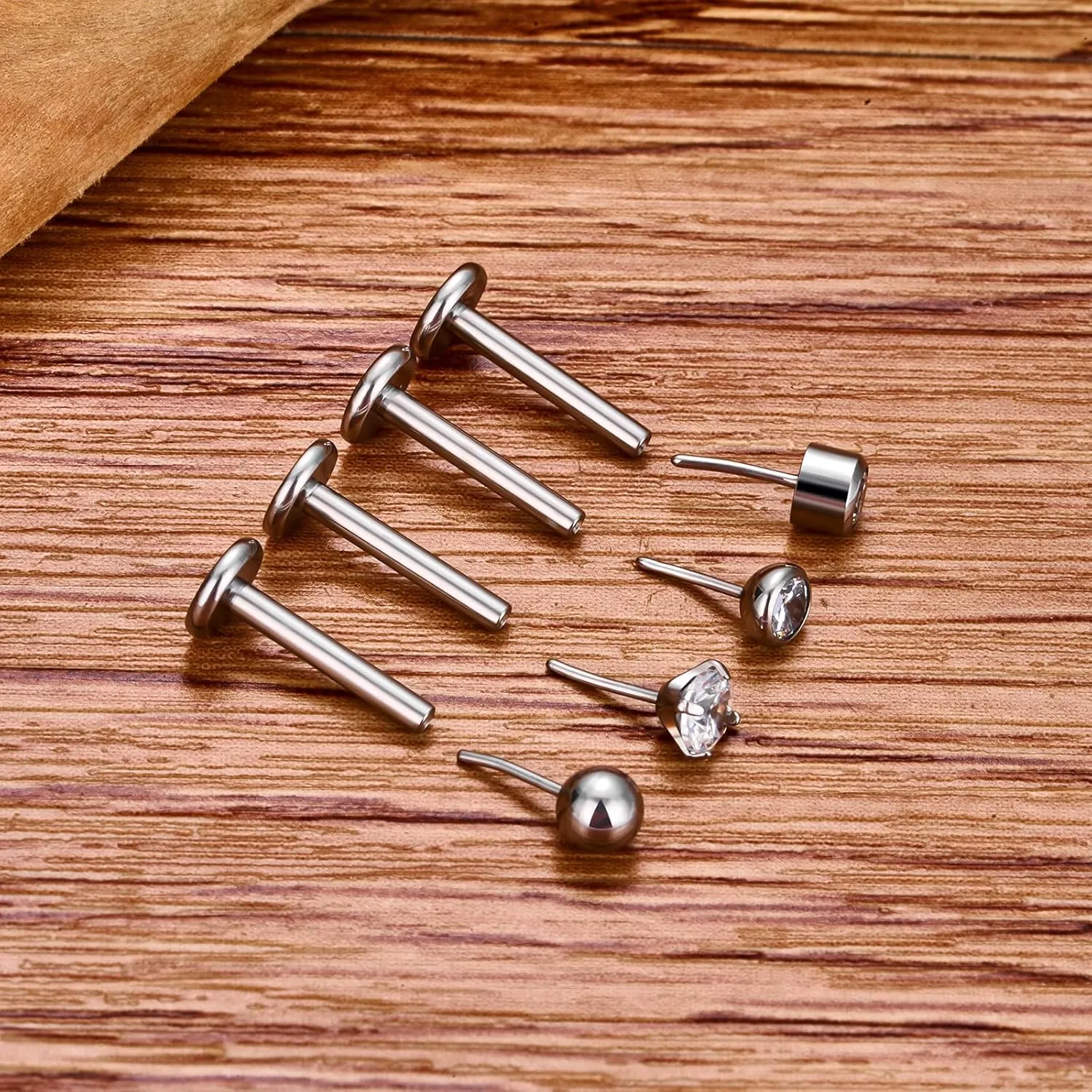 8pcs G23 Titanium Flat Back Earrings Stud Threadless Tragus Cartilage Lip Medusa Piercing Jewelry