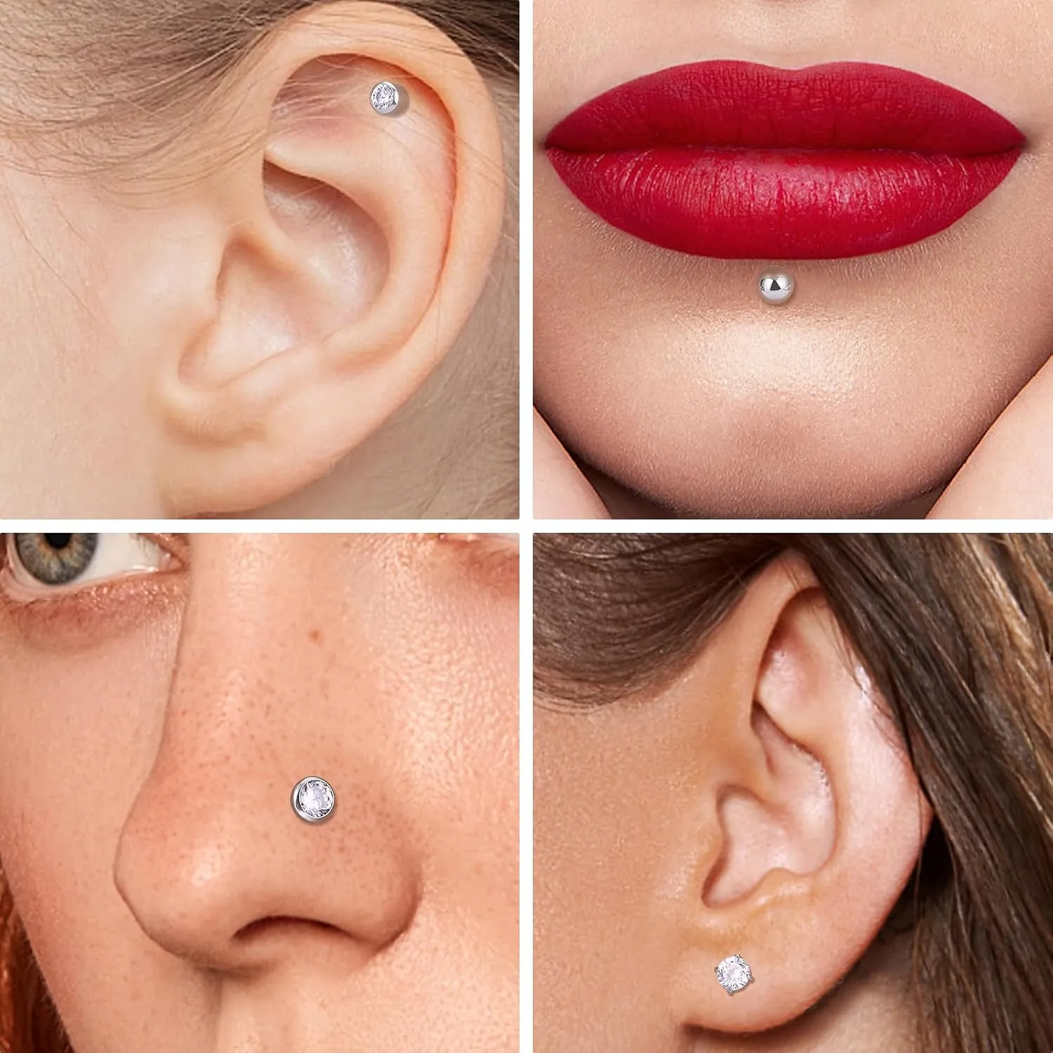 8pcs G23 Titanium Flat Back Earrings Stud Threadless Tragus Cartilage Lip Medusa Piercing Jewelry