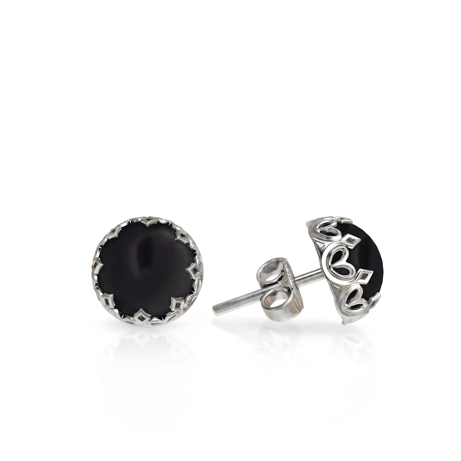 925 Sterling Silver Onyx Studs Earrings for Women - Sterling Silver Earrings Studs - July Birthstone Earrings - Onyx Earrings for Women - Minimalist Earrings for Women