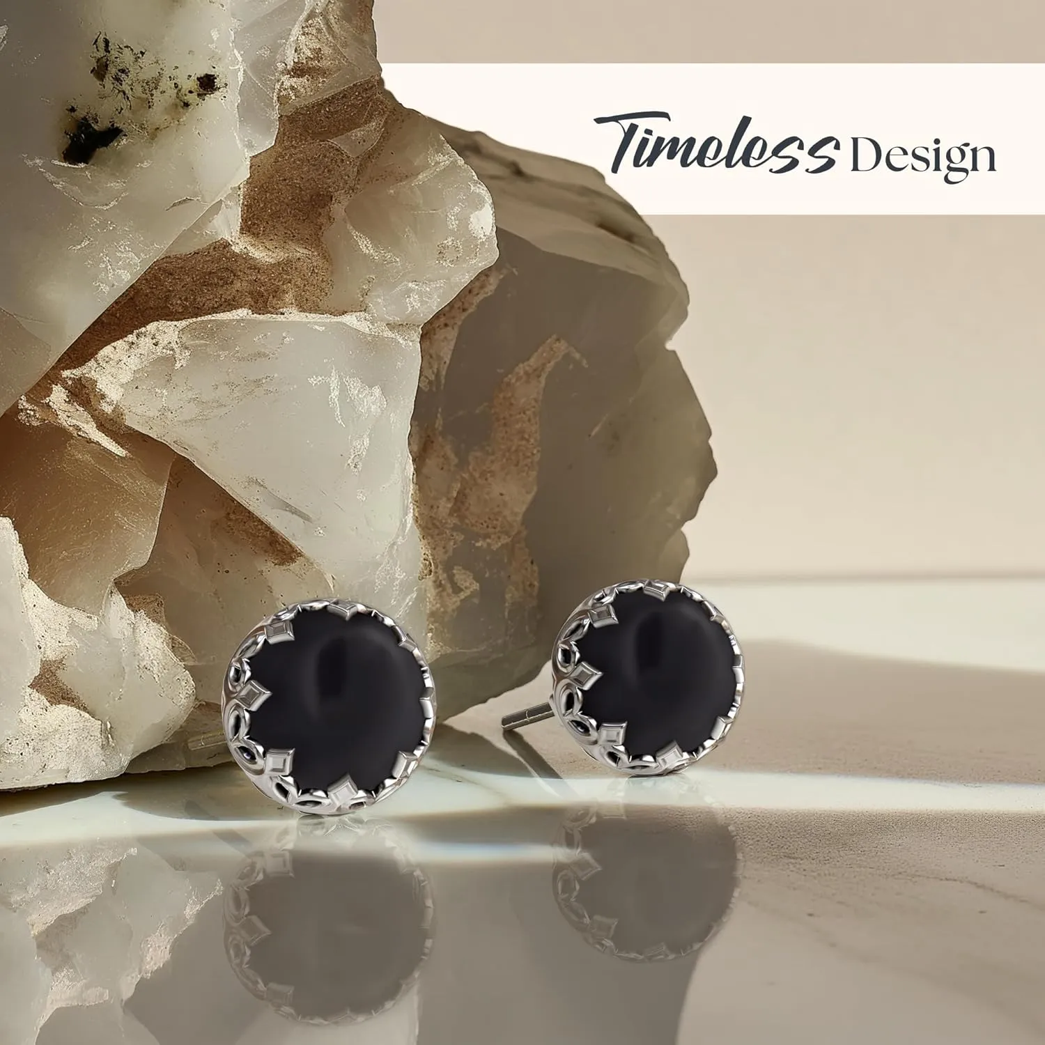 925 Sterling Silver Onyx Studs Earrings for Women - Sterling Silver Earrings Studs - July Birthstone Earrings - Onyx Earrings for Women - Minimalist Earrings for Women