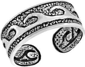AeraVida Stylish Ocean's Surf Wave Sterling Silver Toe or Pinky Ring | Elegant Adjustable Silver Ring for Women | Ocean-Inspired Sterling Silver Jewelry