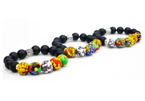 African beaded bracelet, Colourful beaded bracelet, Stretch handbead bracelet, Beaded bracelet for men, Beaded bracelet for women, Traditional beaded bracelets, Ghana handbeads (Size 6)