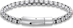 AILUOR Stainless Steel Men's Bracelet, 6mm Stainless Steel Box Chain Bracelet for Men Women Square Box Chain Bracelet Crude Chain Cuban Bracelet Jewelry