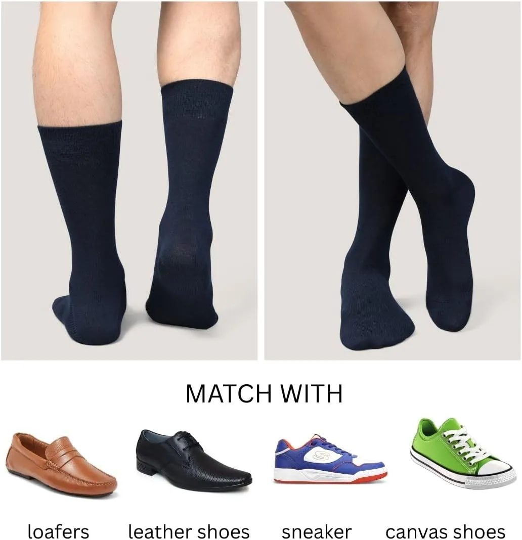 AJ DEZINES Mens Dress Socks - Plain Color- 6 Pack Combed Cotton - Dress Socks For Mens