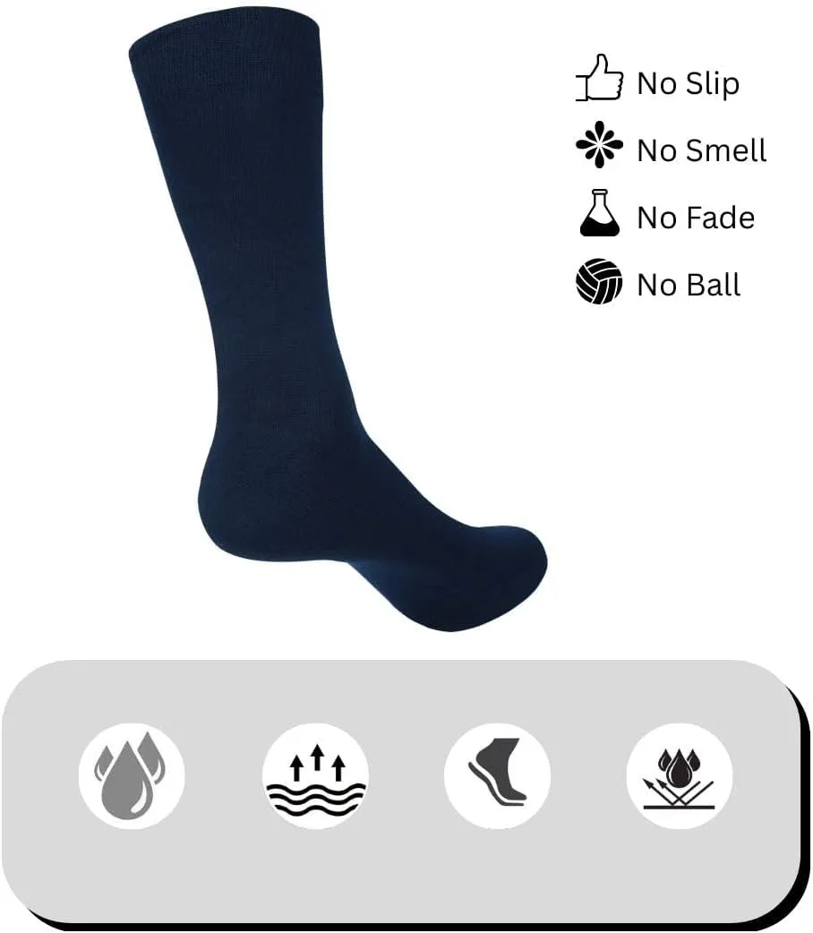 AJ DEZINES Mens Dress Socks - Plain Color- 6 Pack Combed Cotton - Dress Socks For Mens