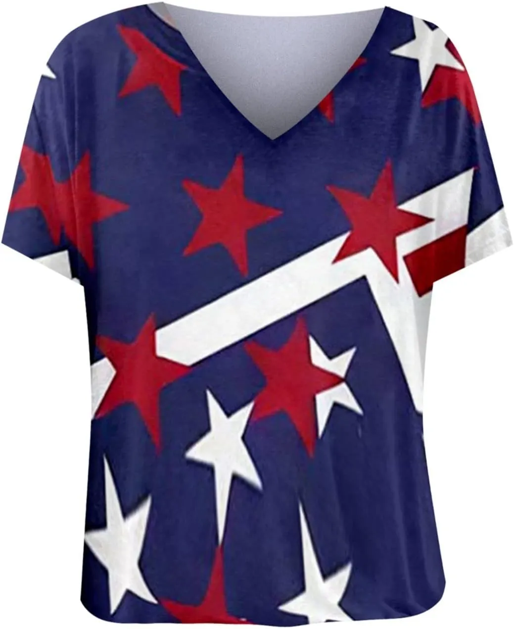 American Flag Shirt for Girls V Neck Short Sleeve USA Print 4th of July T-Shirts Patriotic Casual Summer Tops