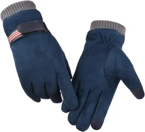 Andongnywell Mens Suede Gloves Winter Touch Screen Gloves Warmer Texting Gloves Winter Thick Drive Gloves