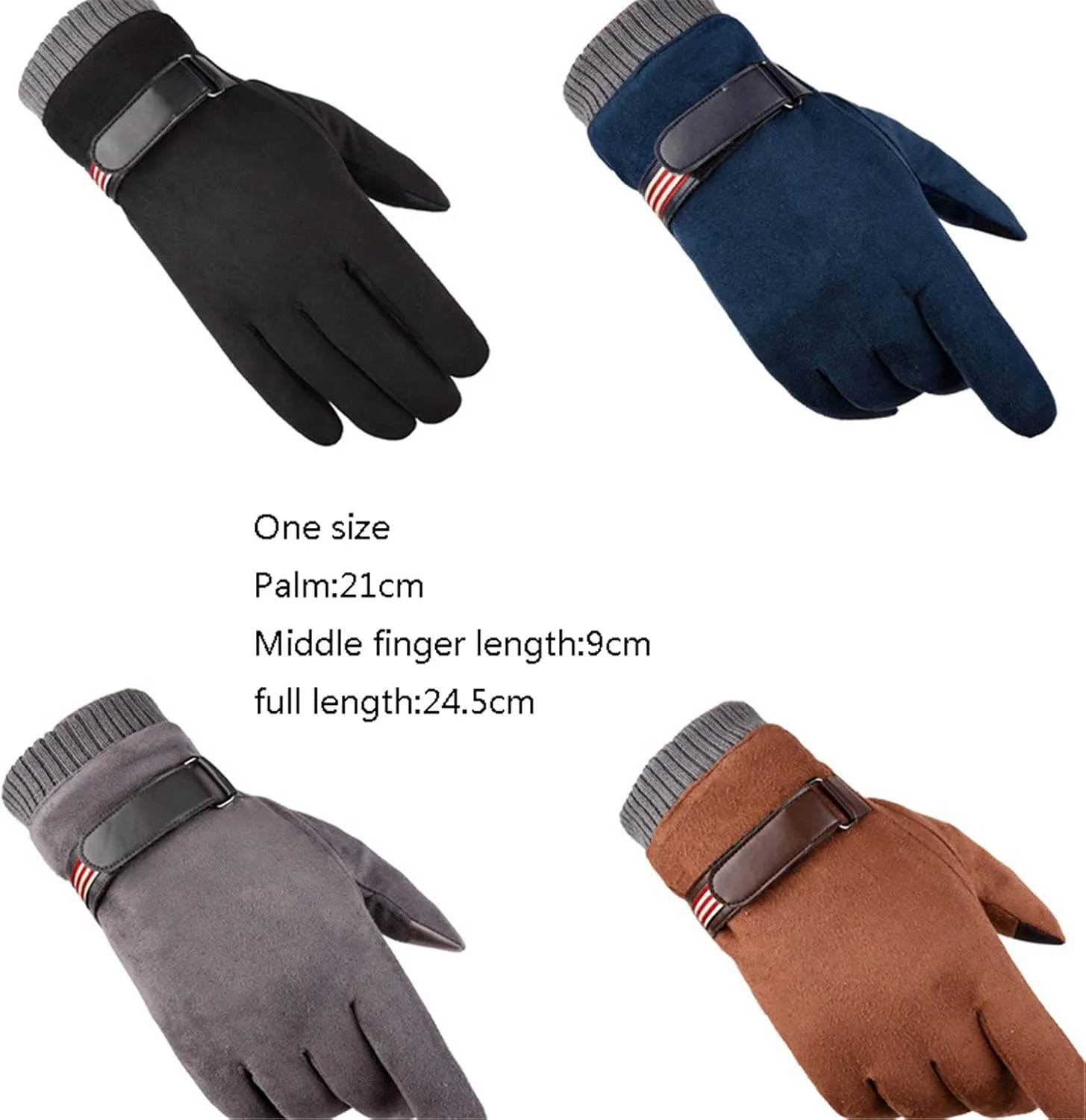 Andongnywell Mens Suede Gloves Winter Touch Screen Gloves Warmer Texting Gloves Winter Thick Drive Gloves