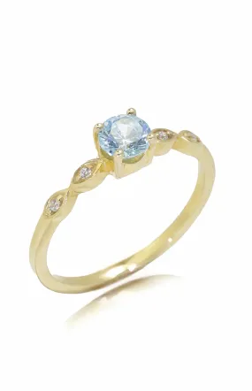 Aquamarine and Diamond Engagement Ring, March Birthstone, Aquamarine Engagement Ring, 18k Gold Unique Promise Ring, Marquise Ring (Rose Gold Plated, 9.5)