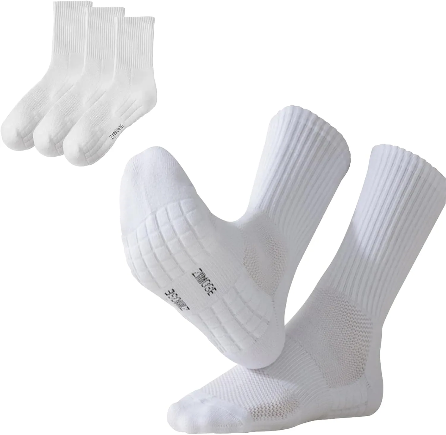 BATHRINS Womens Crew Socks Thickened Bottom Performance Cushioned Athletic Hiking Running Socks, 3-Pack