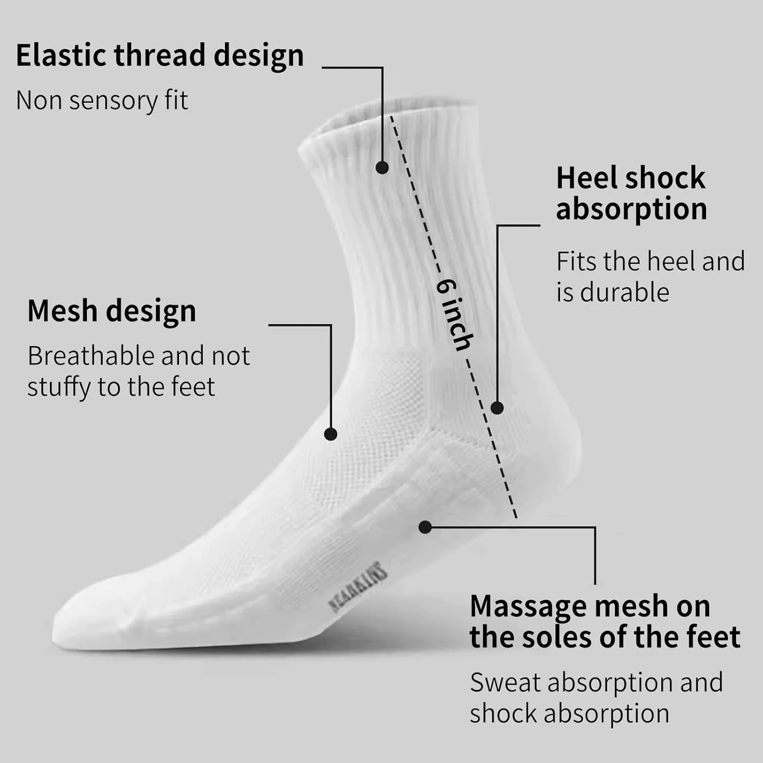 BATHRINS Womens Crew Socks Thickened Bottom Performance Cushioned Athletic Hiking Running Socks, 3-Pack