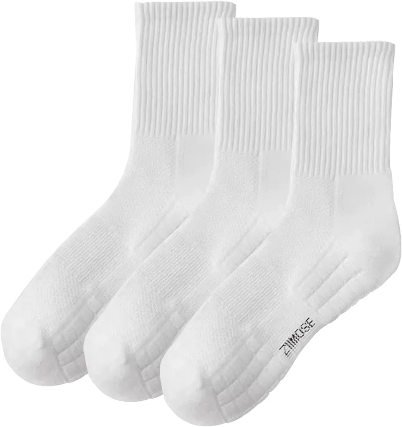 BATHRINS Womens Crew Socks Thickened Bottom Performance Cushioned Athletic Hiking Running Socks, 3-Pack