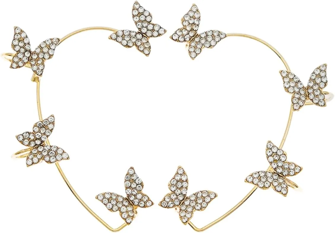 BESPORTBLE Butterfly Stud Earring Cuffs Women's Jewelry Butterfly Ear Cuffs for Women Non Piercing