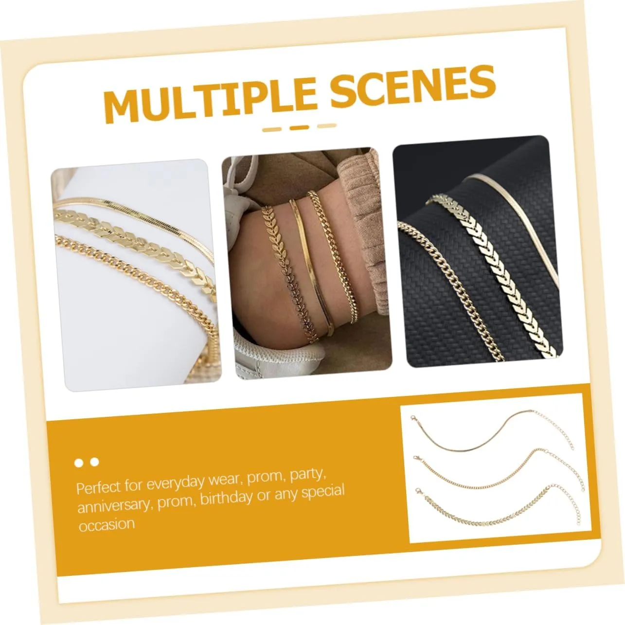 BESTYASH Chain Bracelet Locket Bracelet Chain Link Anklet Gold Dainty Bracelet Cuff Links Hollow Foot Chain