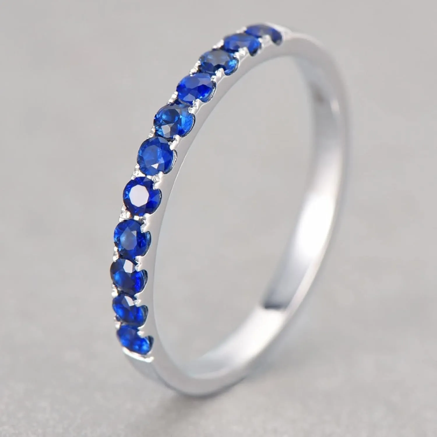 Big Engagement Ring, Sapphire Engagement Rings 18K White Gold Rings Wedding Gifts