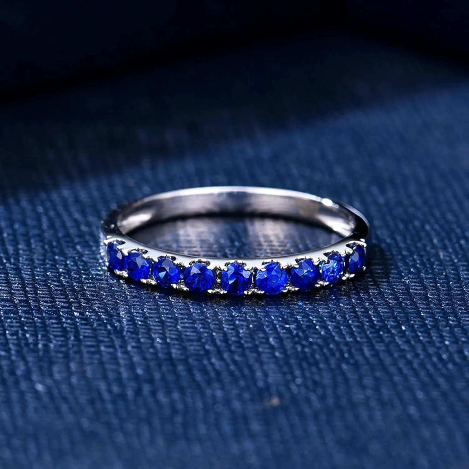 Big Engagement Ring, Sapphire Engagement Rings 18K White Gold Rings Wedding Gifts