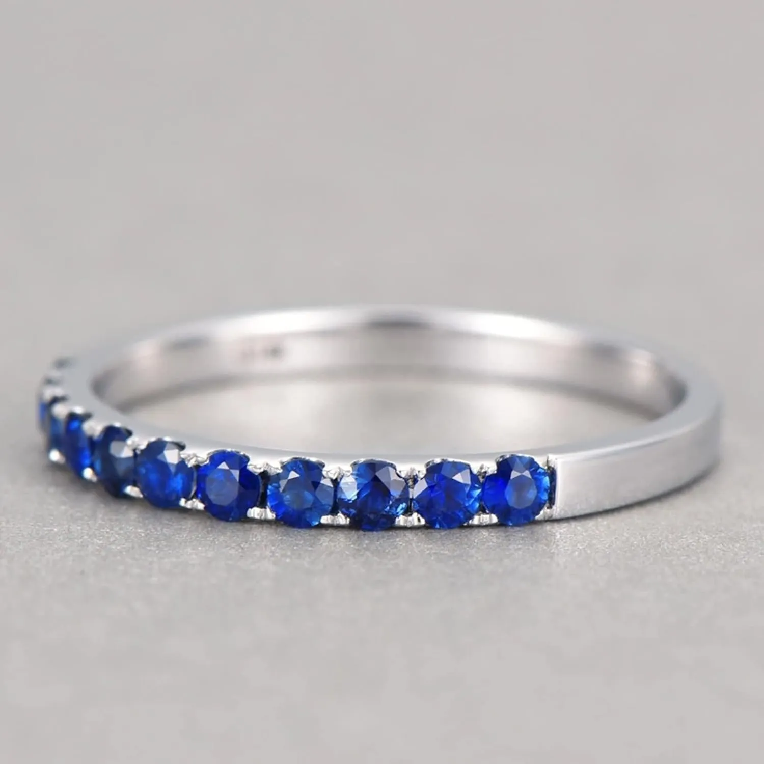 Big Engagement Ring, Sapphire Engagement Rings 18K White Gold Rings Wedding Gifts