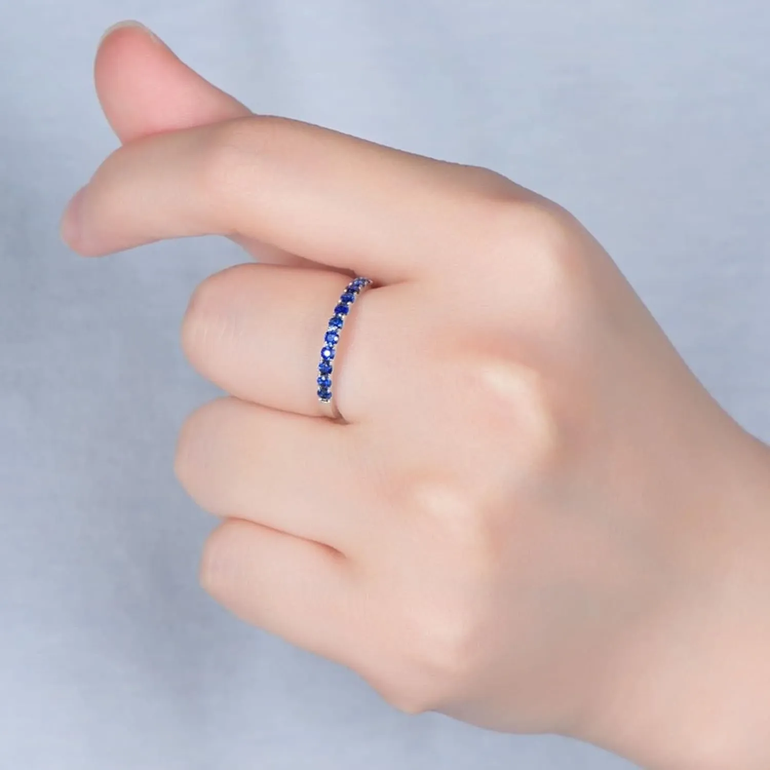 Big Engagement Ring, Sapphire Engagement Rings 18K White Gold Rings Wedding Gifts