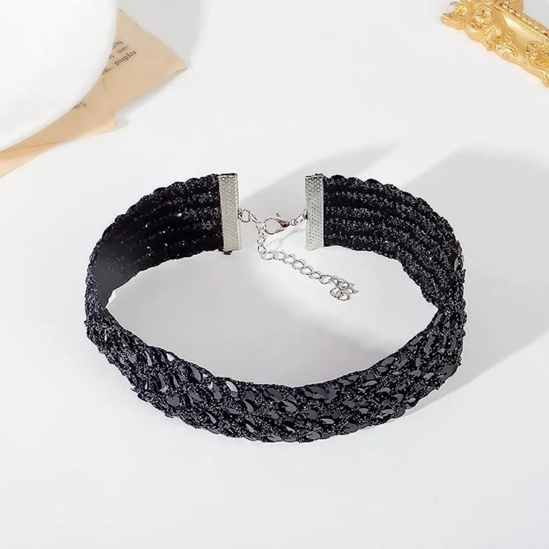 Black Choker Necklaces Black Velvet Choker Gothic Goth Necklace Adjustable Pearl Heart Choker Gothic Jewelry Accessories