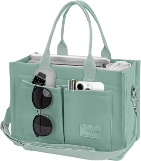 Canvas Tote Bag for Women Multi Pockets Crossbody Womens Tote Bags Trendy Satchel Handbag Everything Everyday Bag