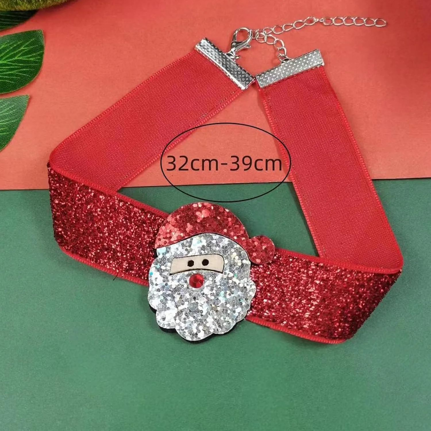 Christmas Necklace for Women Christmas Jewelry Christmas Tree Santa Claus Bow Deer Choker Necklace Red Velvet Choker Necklace Christmas Gifts Stocking Stuffers