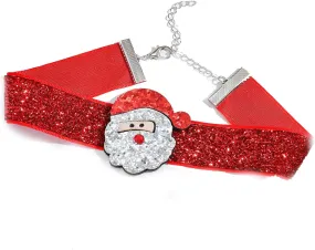 Christmas Necklace for Women Christmas Jewelry Christmas Tree Santa Claus Bow Deer Choker Necklace Red Velvet Choker Necklace Christmas Gifts Stocking Stuffers