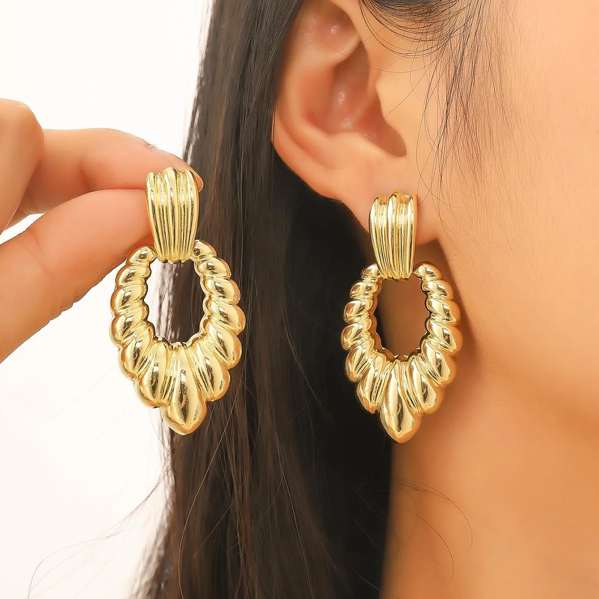 Chunky Gold Dangle Earrings - Large Statement Earrings in Teardrop, Ball, Circle & Heart Shapes - Trendy Fashion Jewelry