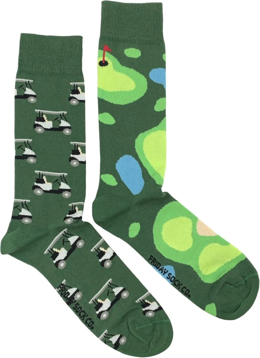 Colorful Mismatched Golfing and Golf Cart Men's Premium Socks - Made in Italy - Soft Sustainable Materials, Fits US Shoe Sizes 7-12