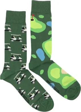 Colorful Mismatched Golfing and Golf Cart Men's Premium Socks - Made in Italy - Soft Sustainable Materials, Fits US Shoe Sizes 7-12