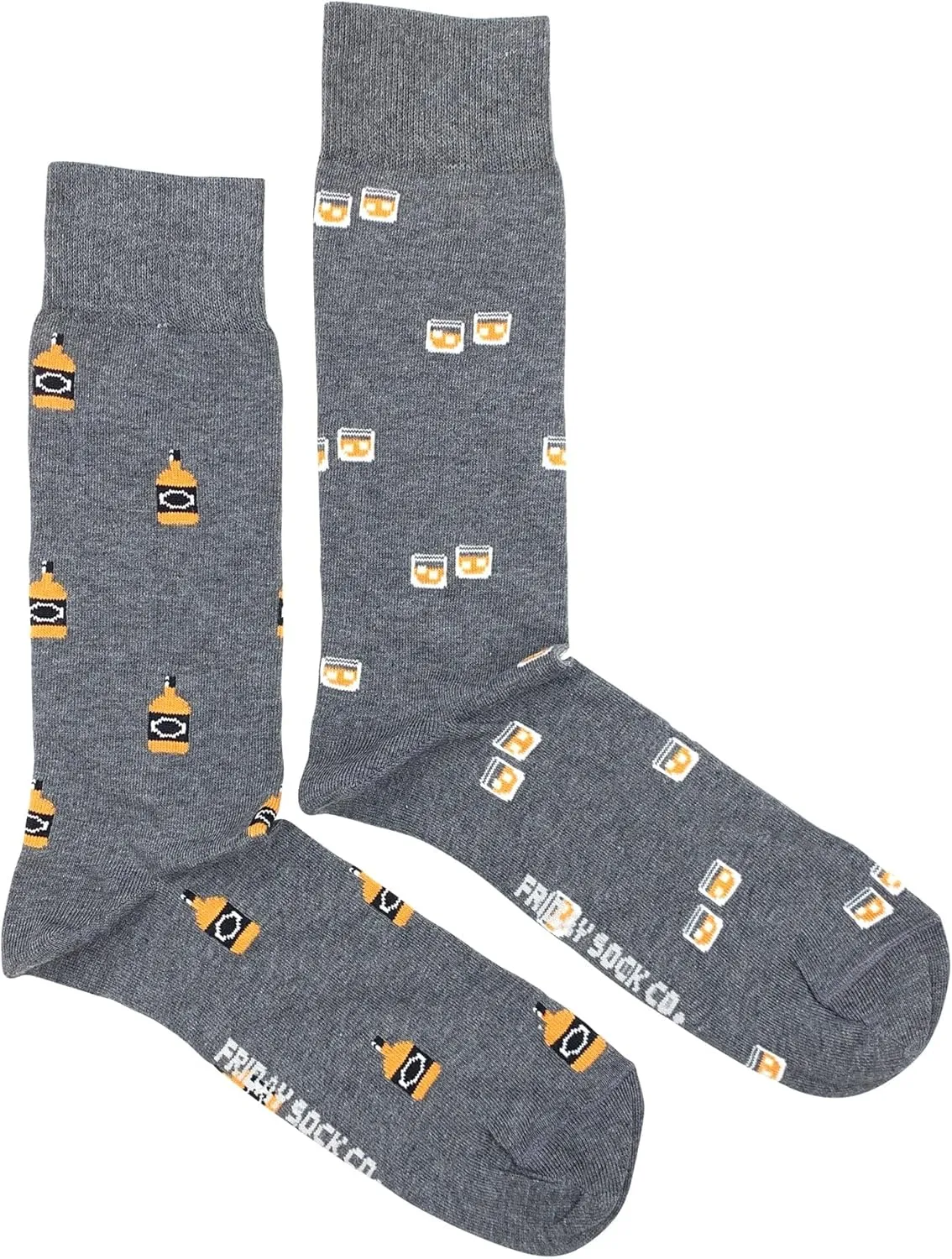 Colorful Mismatched Whiskey Glass and Bottle Men's Premium Socks - Made in Italy - Soft Sustainable Materials, Fits US Shoe Sizes 7-12