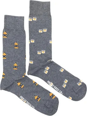 Colorful Mismatched Whiskey Glass and Bottle Men's Premium Socks - Made in Italy - Soft Sustainable Materials, Fits US Shoe Sizes 7-12